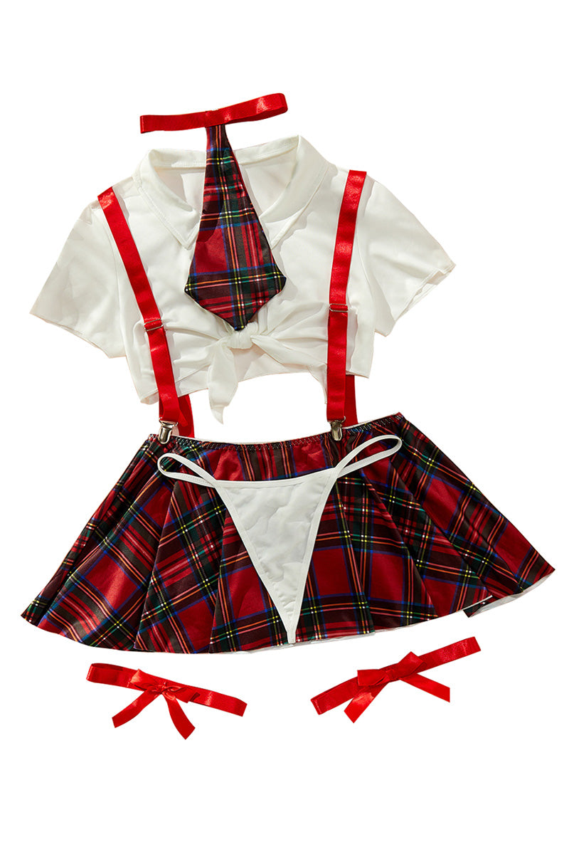 Plaid school girl uniform temptation Role play Costume suit
