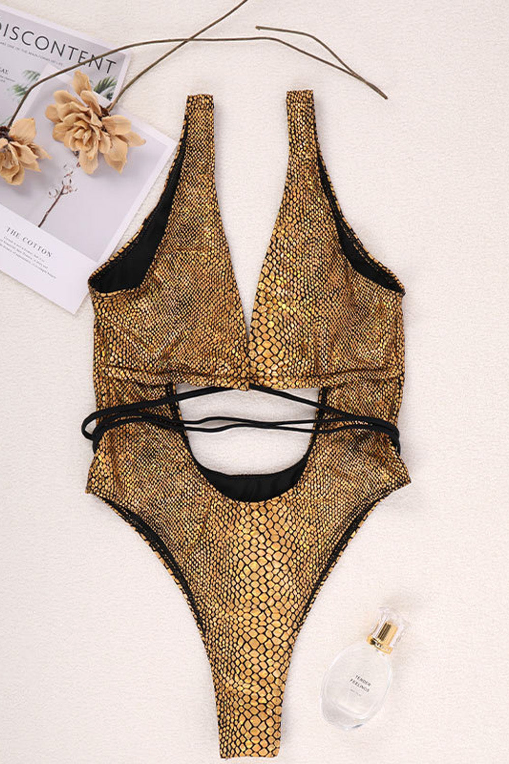 One piece Bikini swimsuit with laces for women