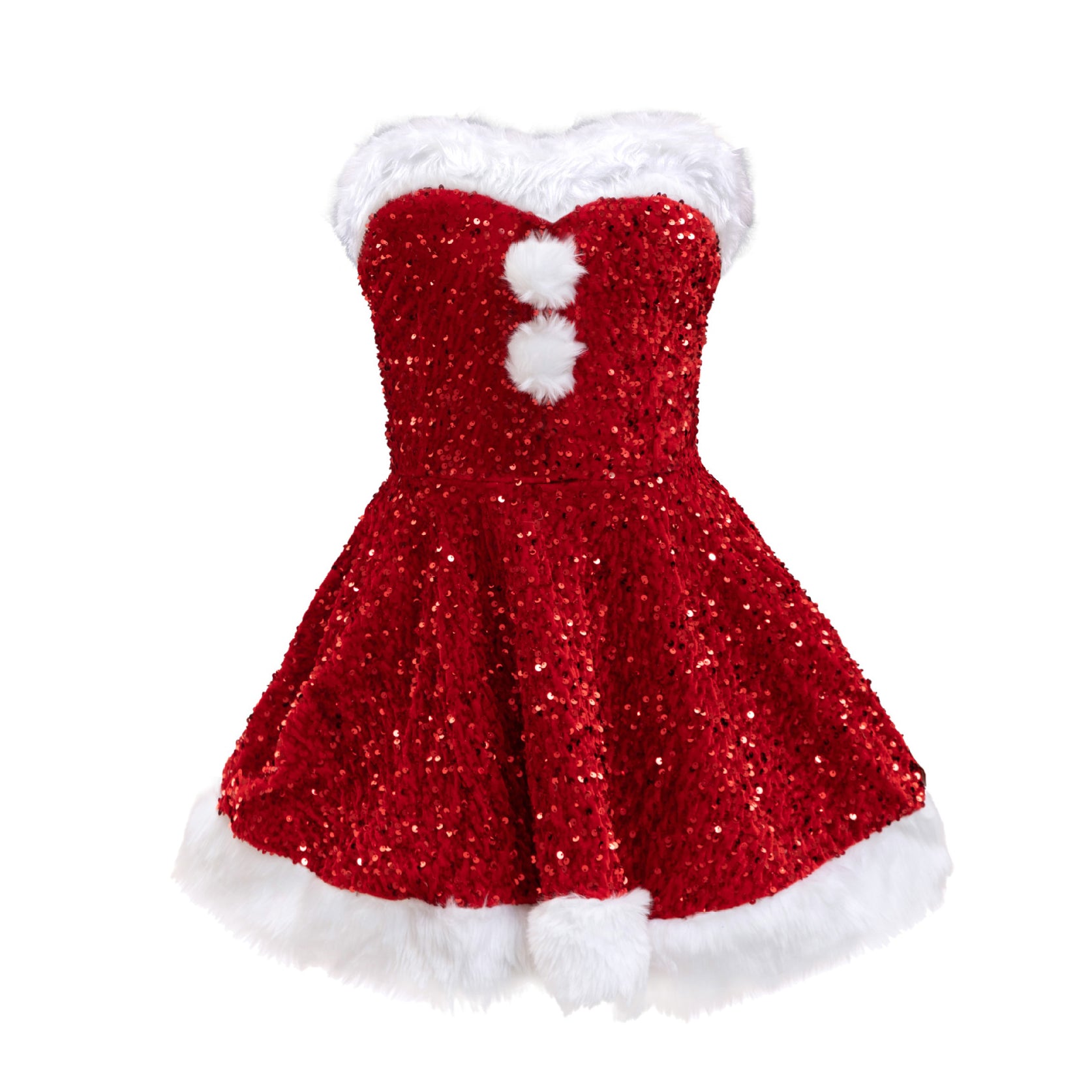 Women Christmas Dress Costume Sequin Santa Cosplay Outfits - Ciclove