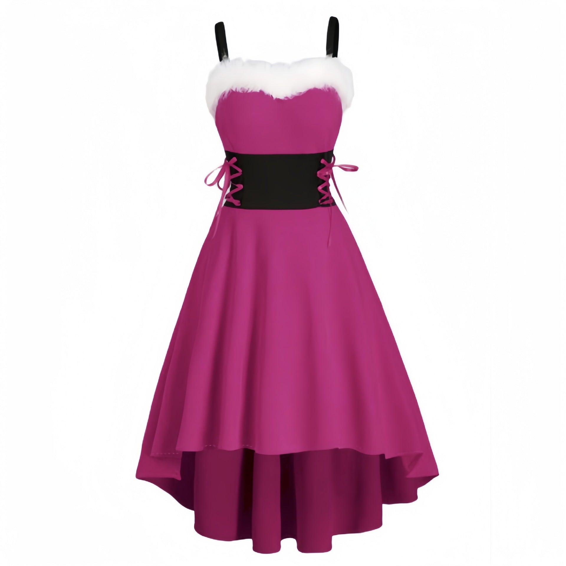 Womens Asymmetric Sleeveless Red Midi Merry Christmas Dress Costumes - Ciclove