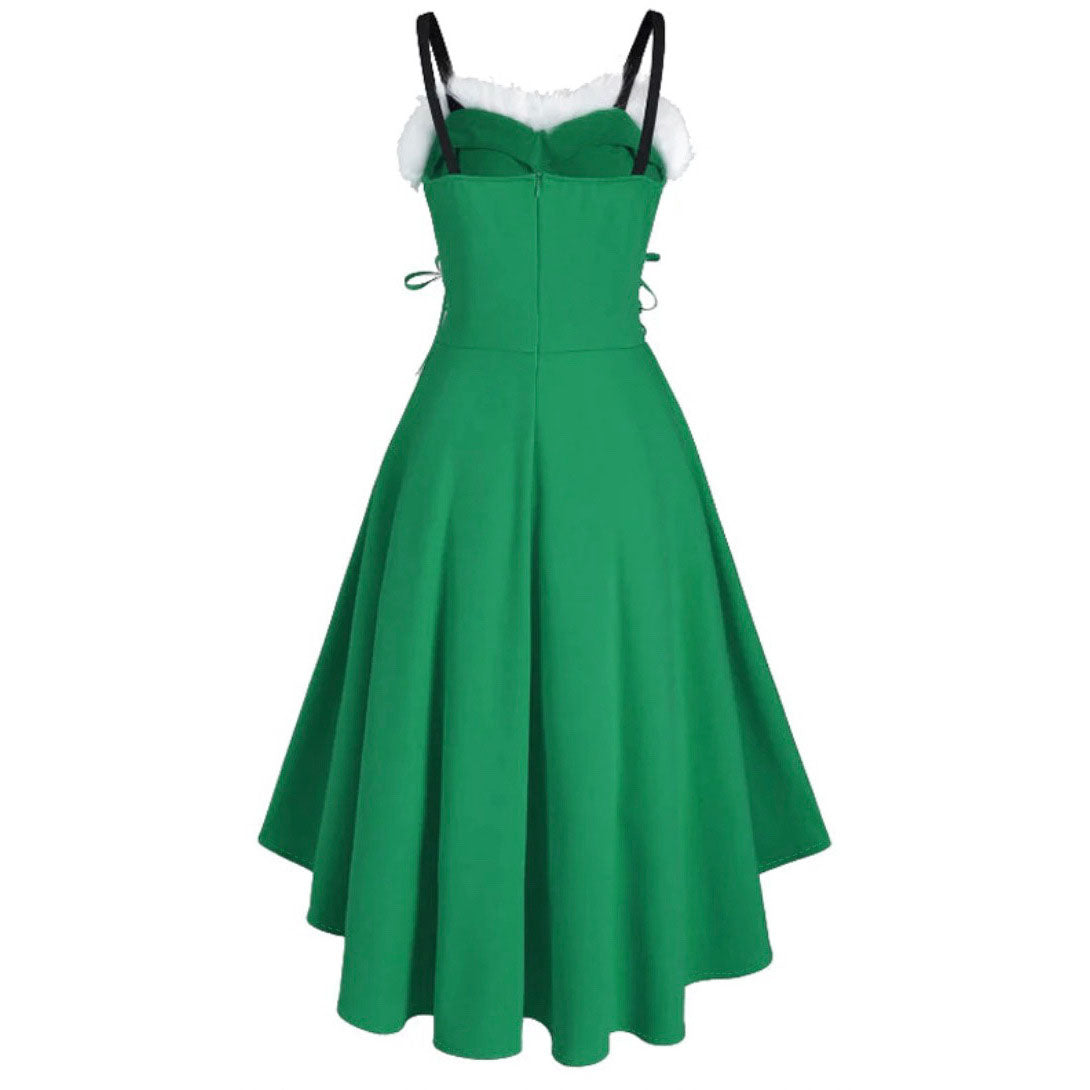 Womens Asymmetric Sleeveless Red Midi Merry Christmas Dress Costumes - Ciclove