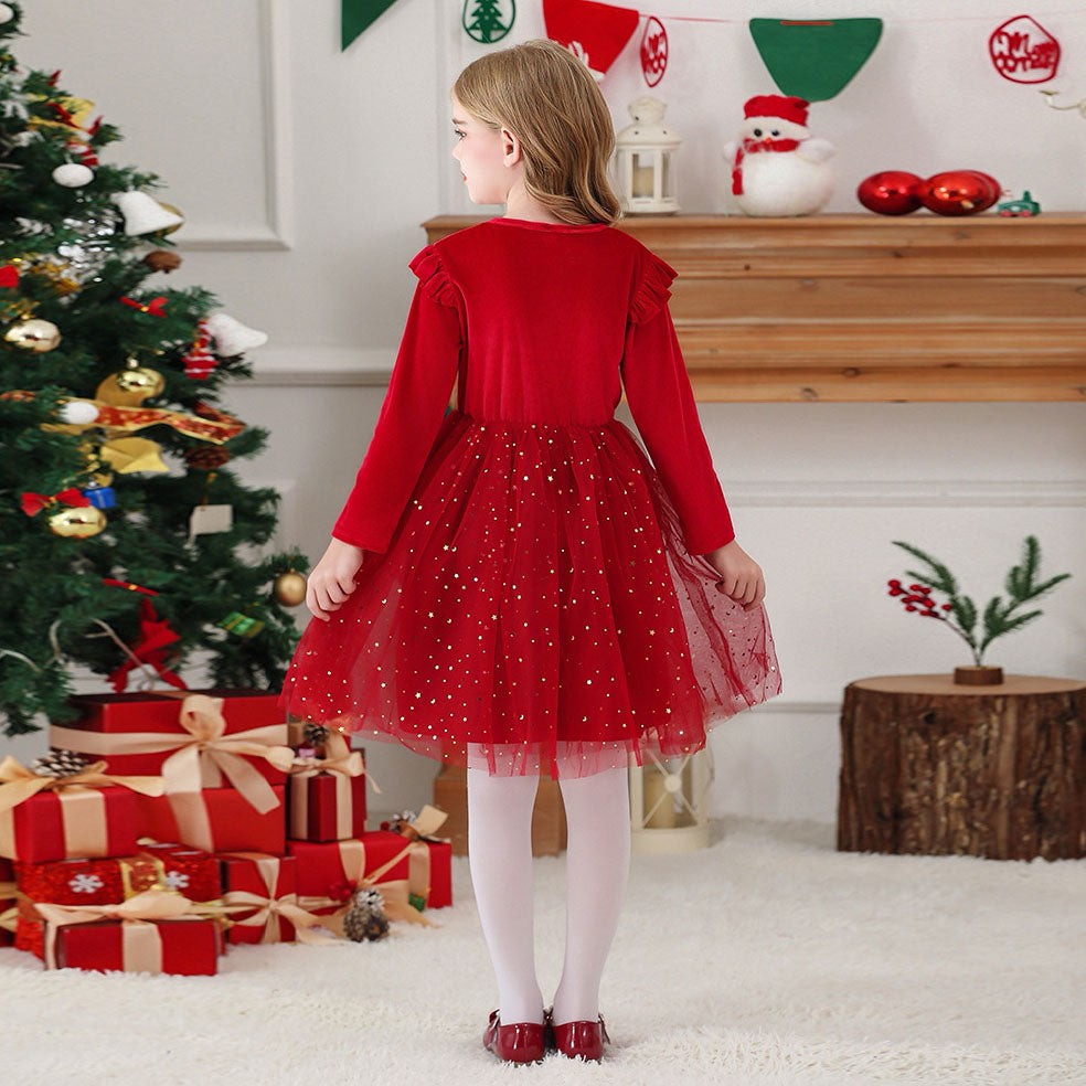 Girls Sweater Dress Autumn And Winter New Bow Christmas Costumes - Ciclove