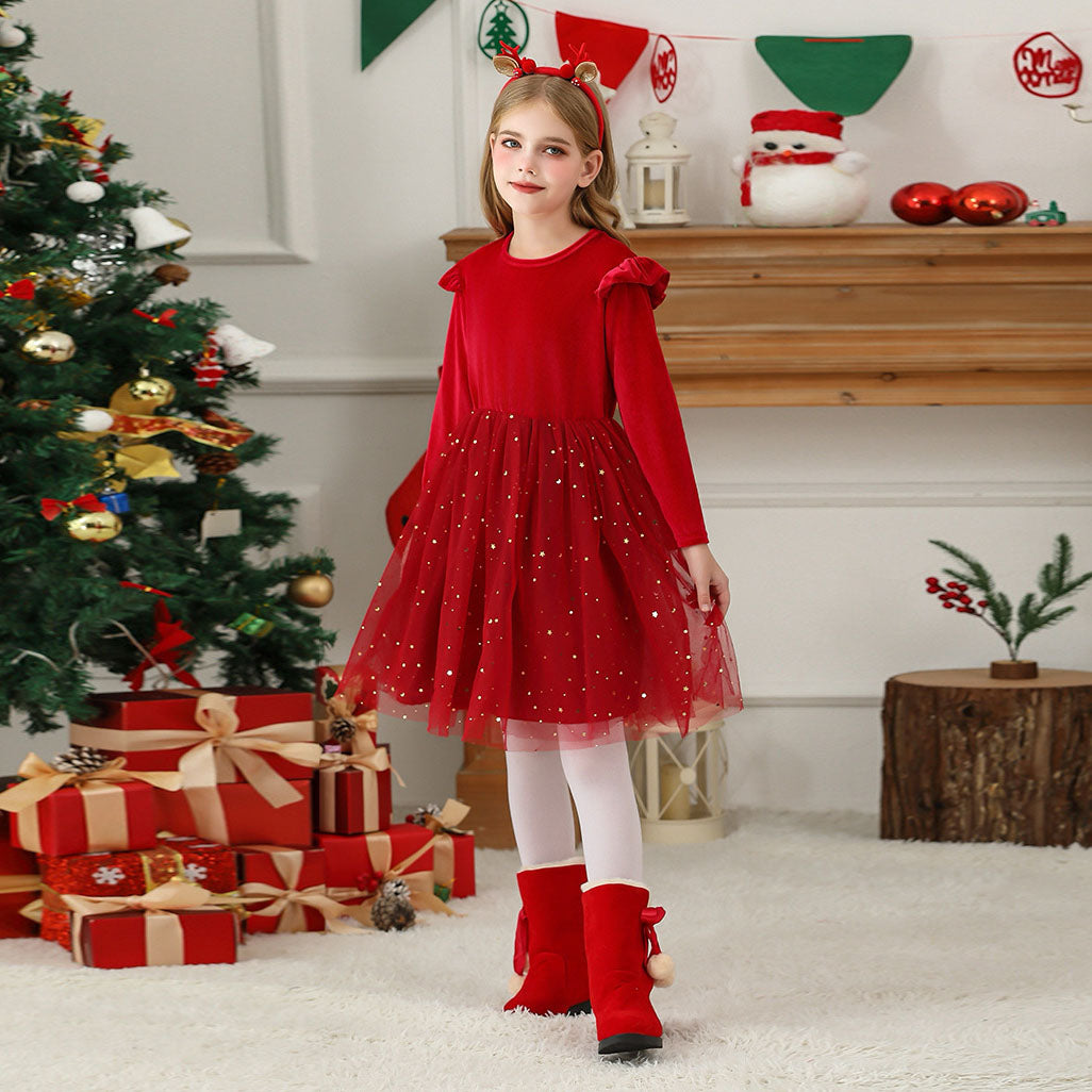 Girls Sweater Dress Autumn And Winter New Bow Christmas Costumes - Ciclove