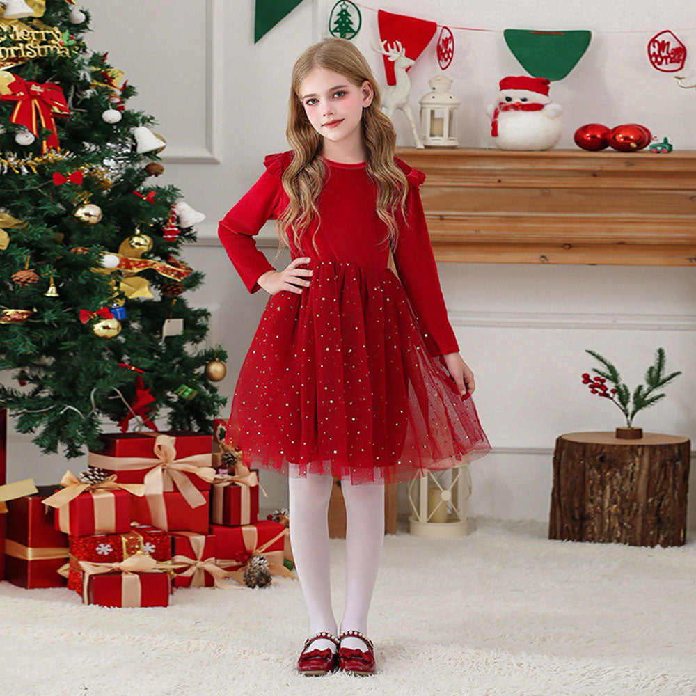 Girls Sweater Dress Autumn And Winter New Bow Christmas Costumes - Ciclove