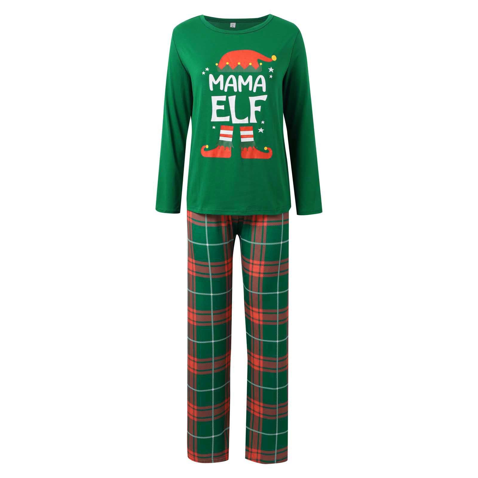 Christmas Elf print Contrasting colors Family Matching Pajamas Sets - Ciclove