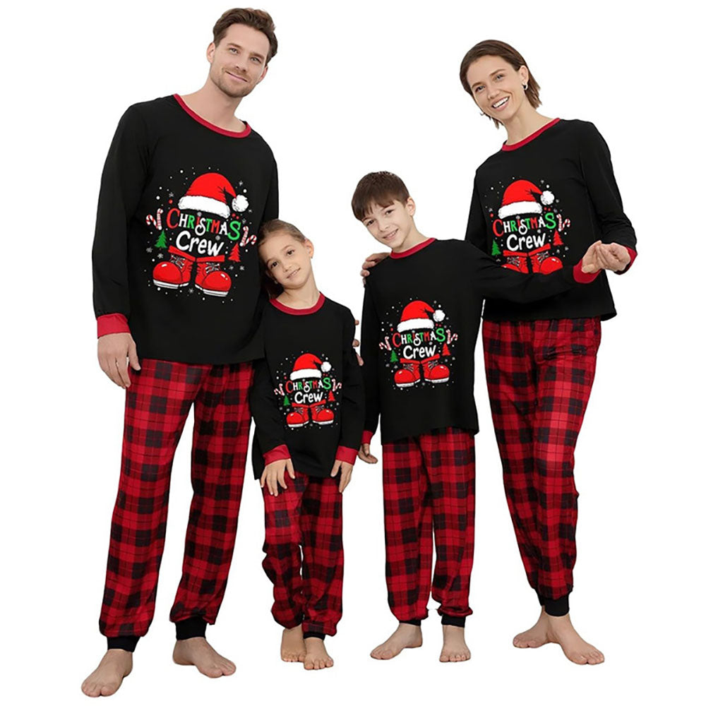 Family Matching Pajamas Christmas Letter Red Black plaid print Sets - Ciclove