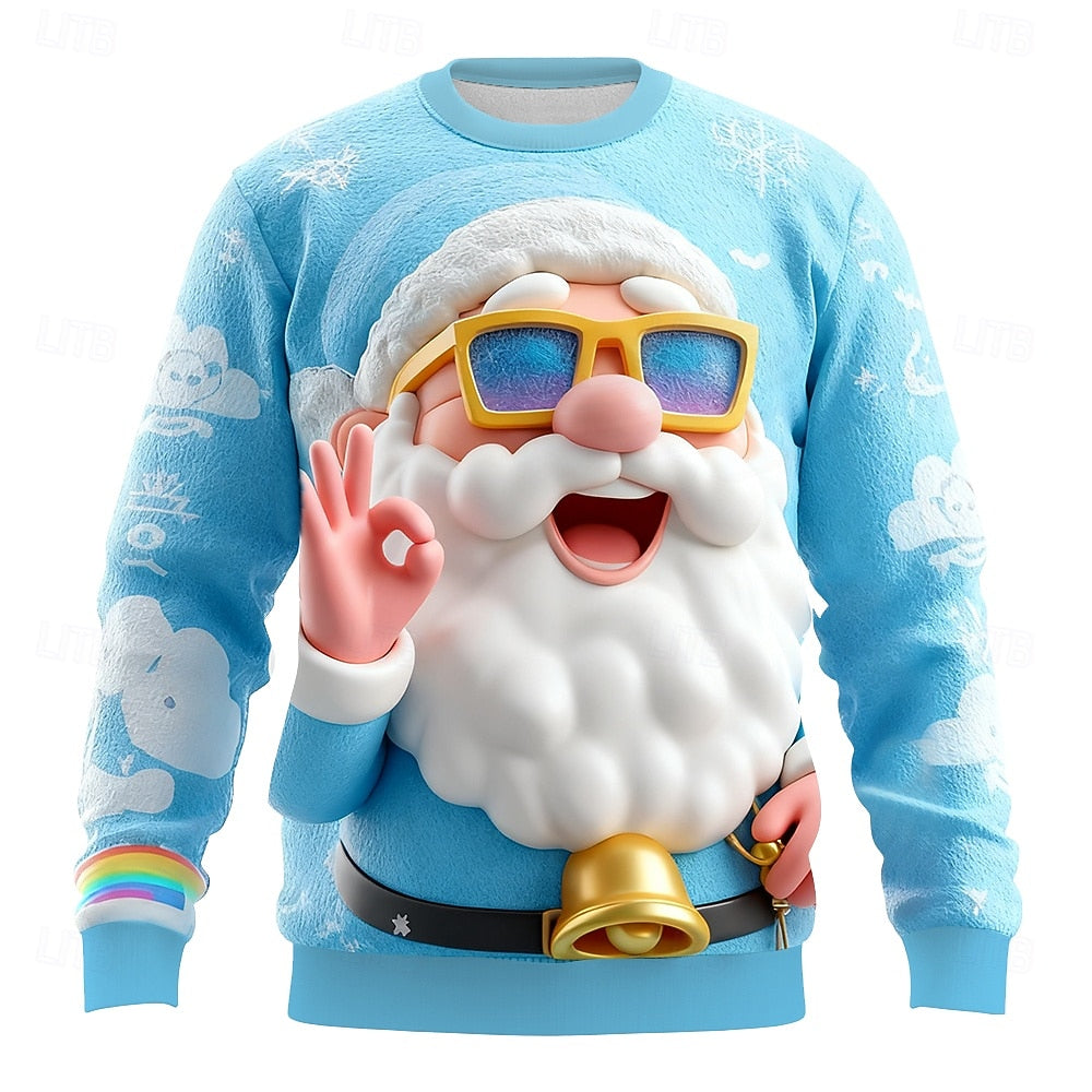 Christmas Men's Santa Claus Cool Party 3D Long Sleeve Sweatshirt - Ciclove