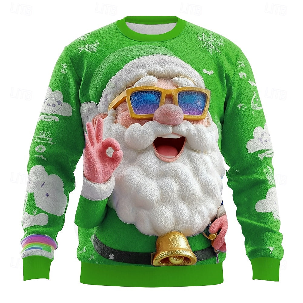 Christmas Men's Santa Claus Cool Party 3D Long Sleeve Sweatshirt - Ciclove
