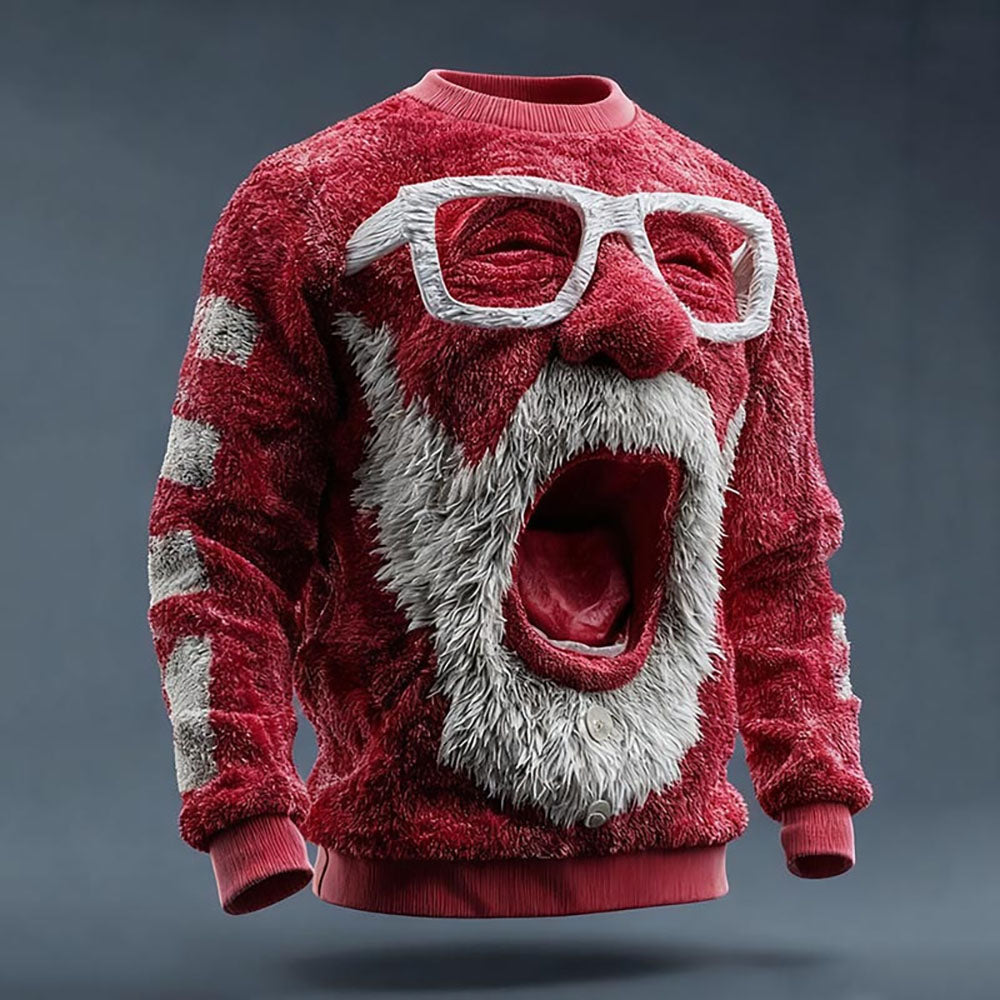 Christmas Red Ugly Men's Santa Claus Cool Party 3D Long Sleeve Sweatshirt - Ciclove