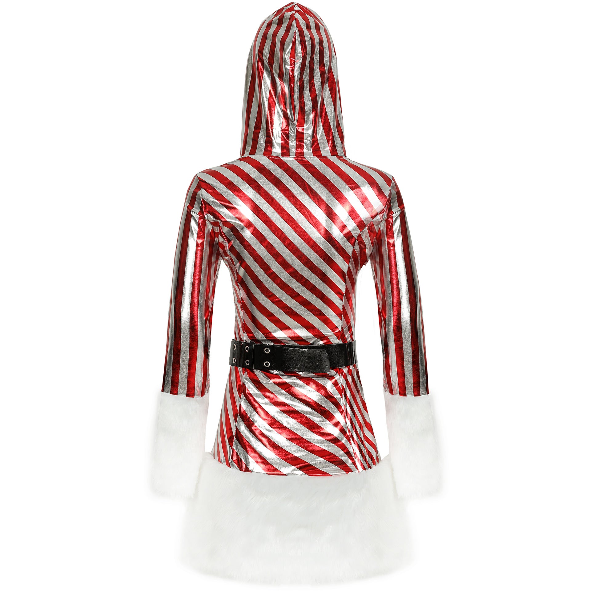 Christmas 1960s Candy Cane Stripe Hooded Costumes Dress & Leg Warmers - Ciclove