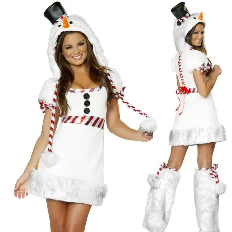 White Snowman Costume Woman Dress Halloween Christmas Party Wear - ciclove