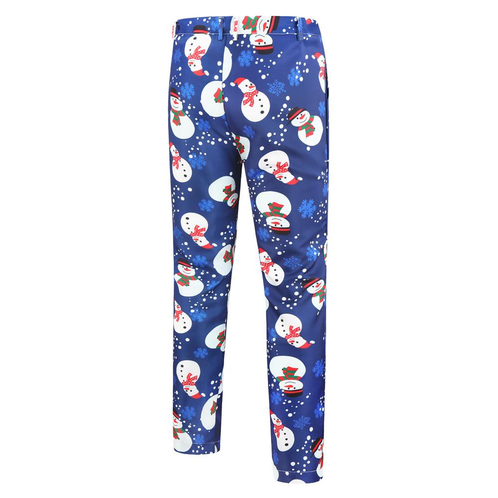 Christmas blue men's Blazer suits Santa 3D print trousers with vest - Ciclove