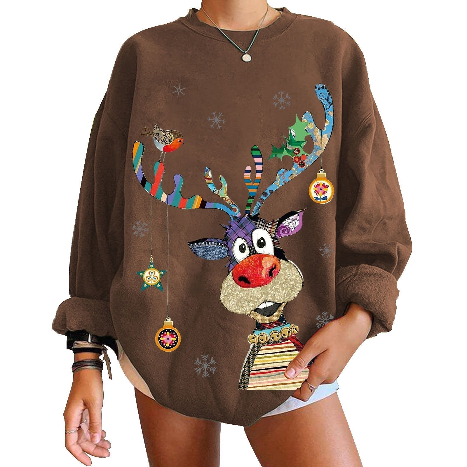 Women Ugly Christmas Sweaters Christmas Hoodie Deer Print Top - Ciclove