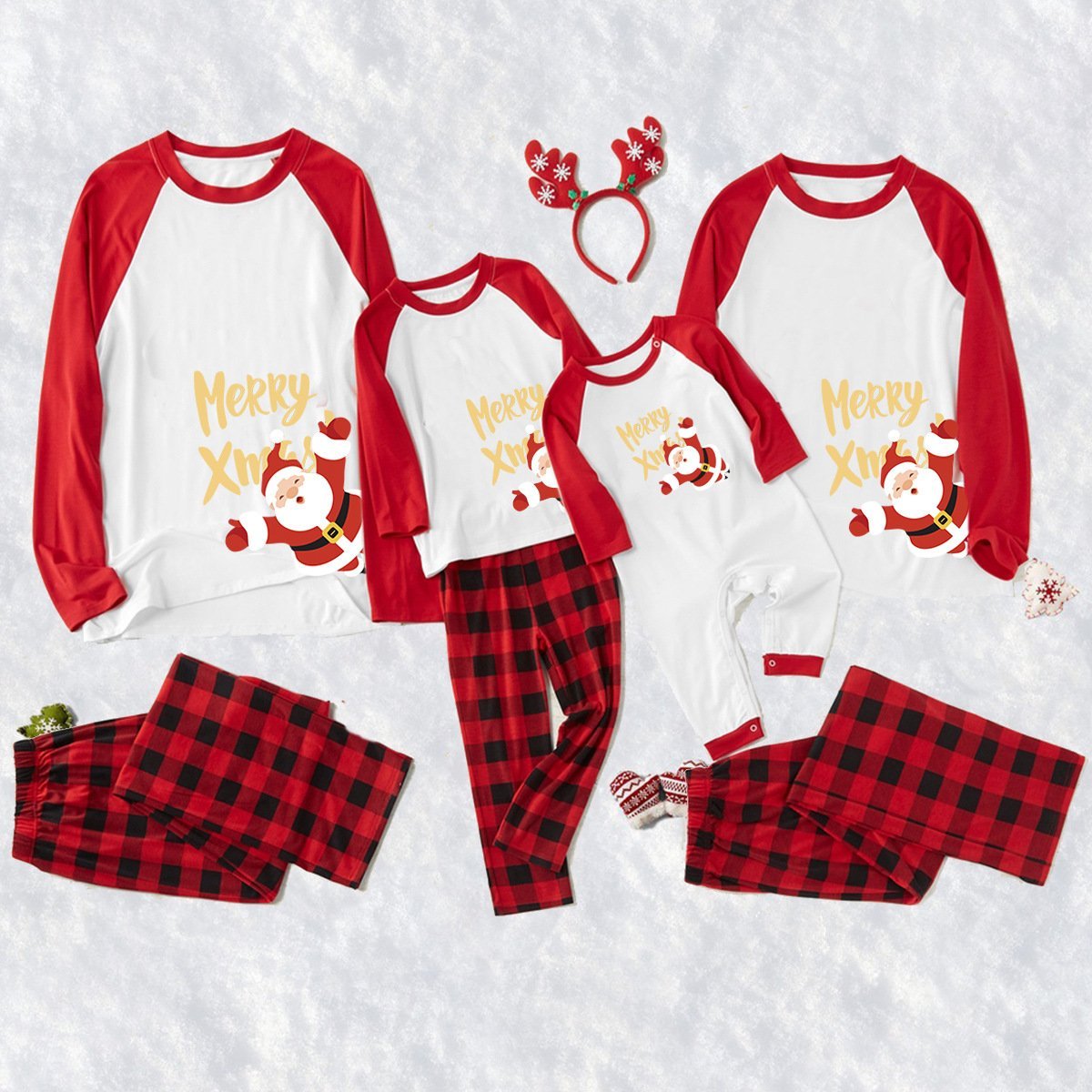 Christmas Family Matching Pajamas Printed Santa Claus Long Sleeve Sleepwear Set - Ciclove