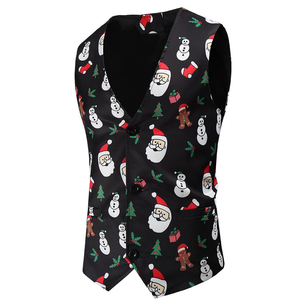 Christmas red men's Blazer suits Santa 3D print trousers with vest - Ciclove