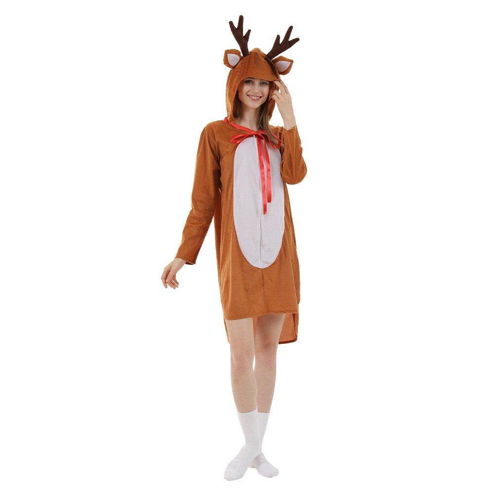 Women's Elk Christmas Costumes Holiday Party Hooded Dress - Ciclove