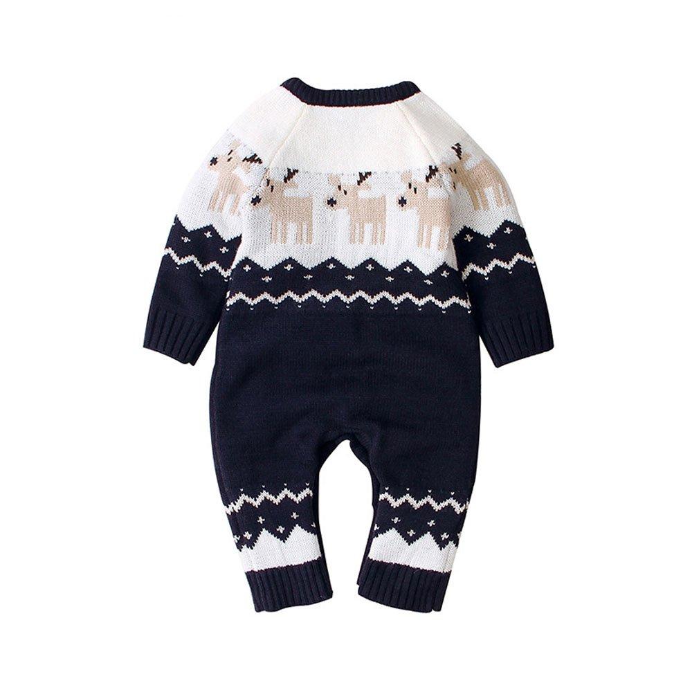 Christmas Outfit Cartoon Christmas Elk Toddler Baby Sweater Jumpsuit - Ciclove