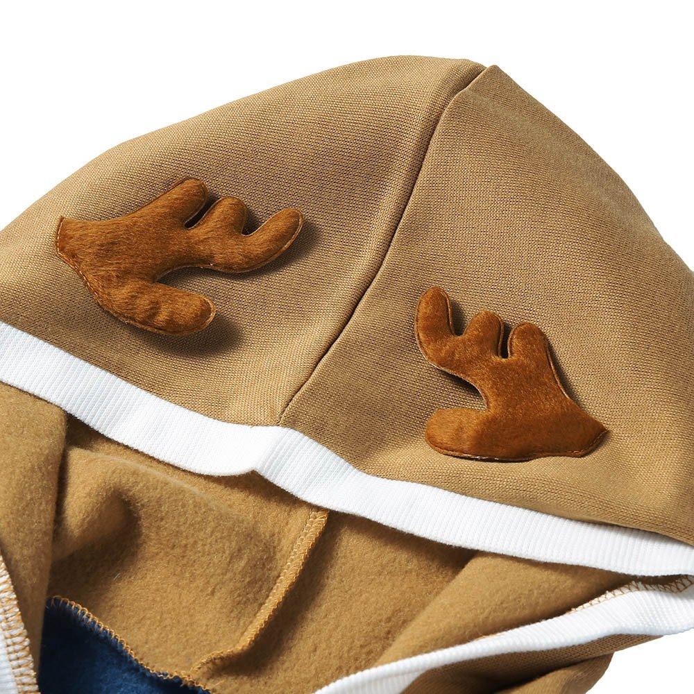 Christmas Costumes Antlers Print Hooded Color Block Top Men - Ciclove