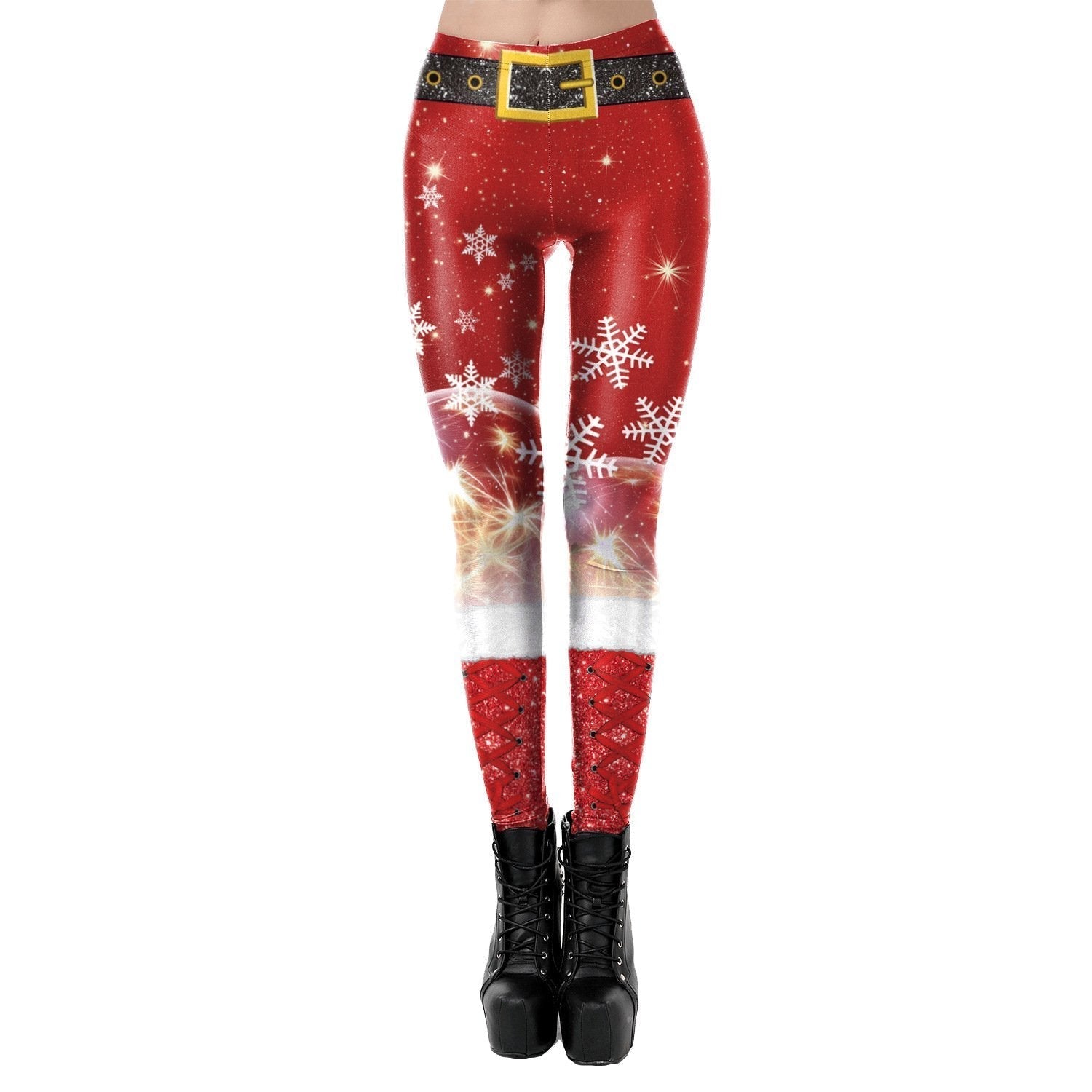 Christmas Women's Print Personalized Lace Stretch Leggings - Ciclove