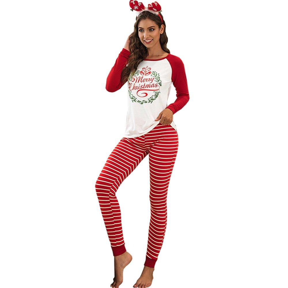 Christmas Women Pajamas Round Neck Letter Printed Sleepwear Suit - Ciclove