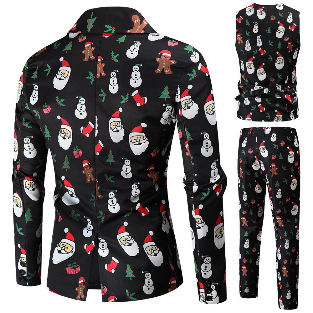 Christmas red men's Blazer suits Santa 3D print trousers with vest - Ciclove