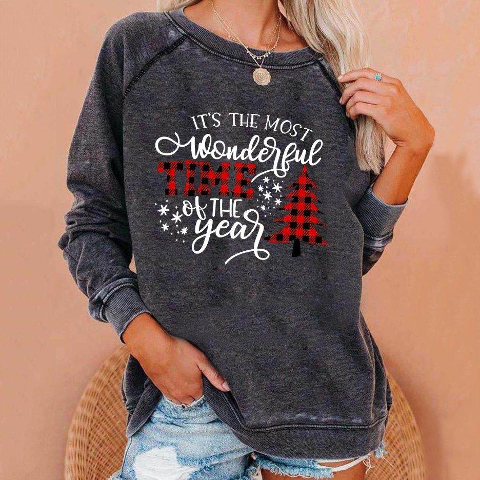 Christmas Round Neck Sweater Printing Truck Gift Women Christmas Sweatshirt - Ciclove