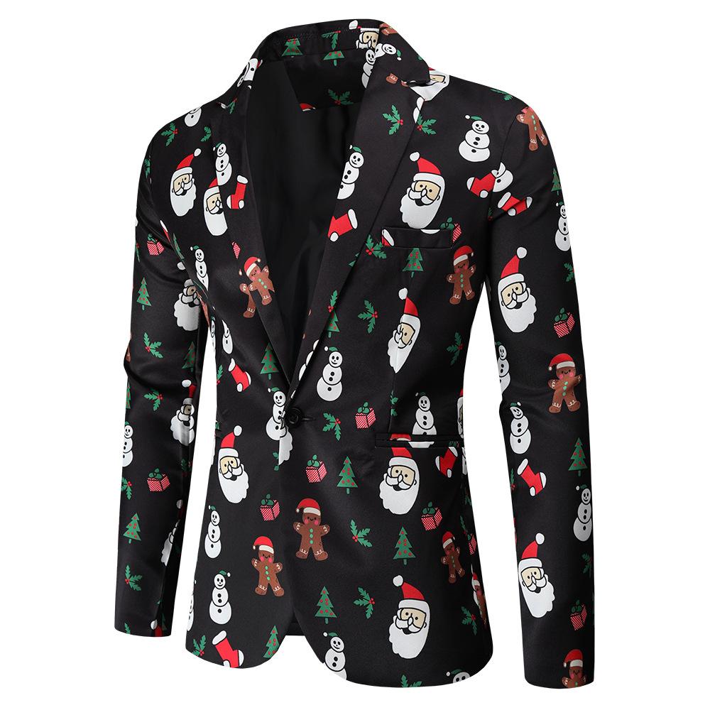 Christmas red men's Blazer suits Santa 3D print trousers with vest - Ciclove