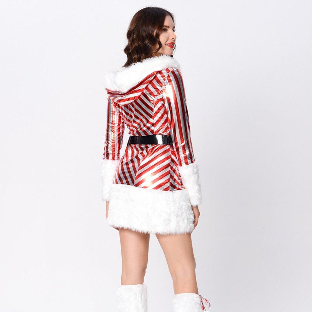 Christmas Costumes Red and White Striped Christmas Snowman Party Skirt Suit - Ciclove