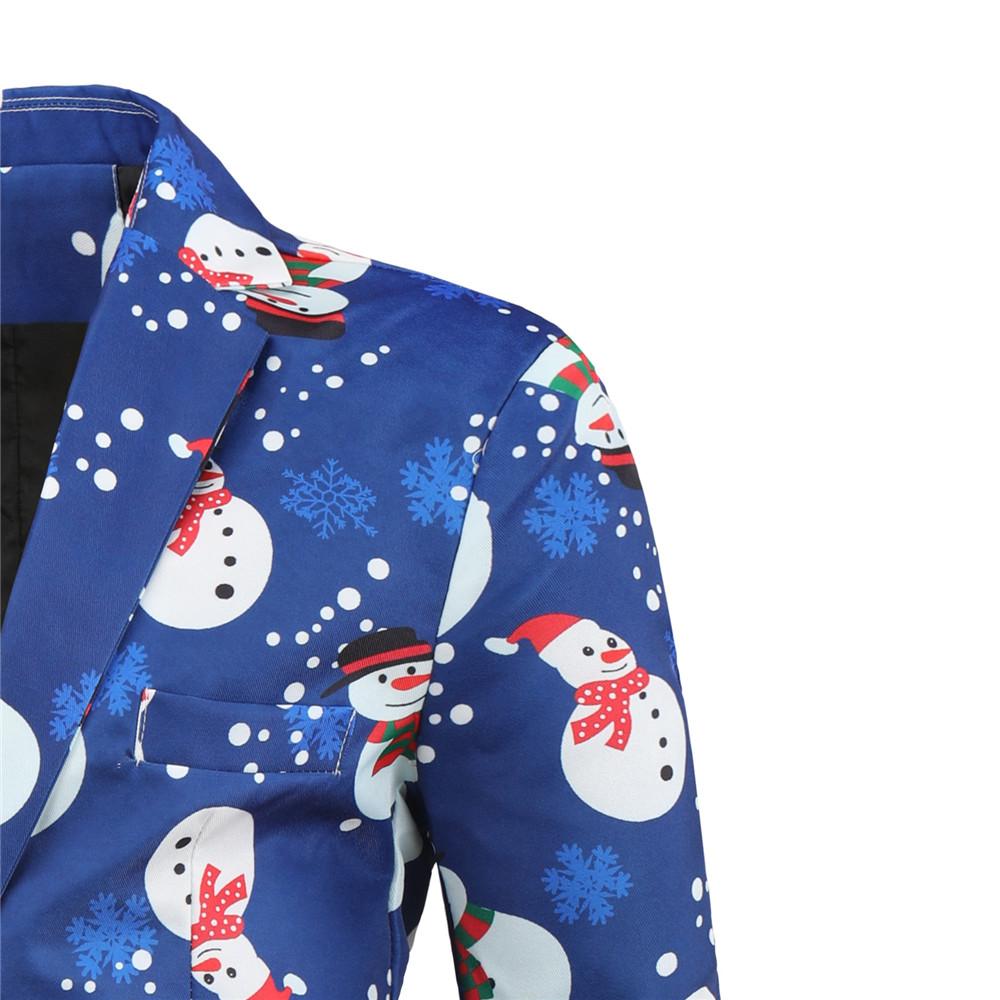 Christmas blue men's Blazer suits Santa 3D print trousers with vest - Ciclove