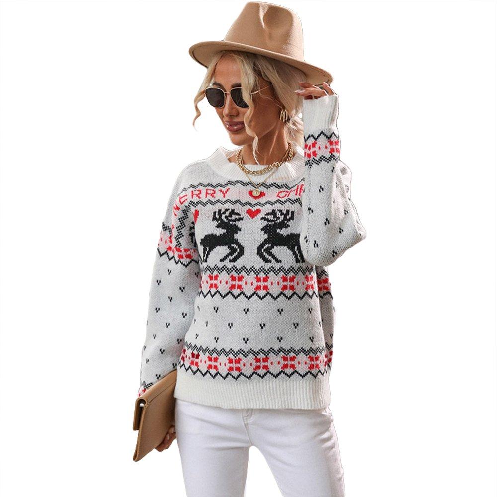 Women Ugly Christmas Sweaters Fawn Knitted Turtleneck Christmas Top - Ciclove