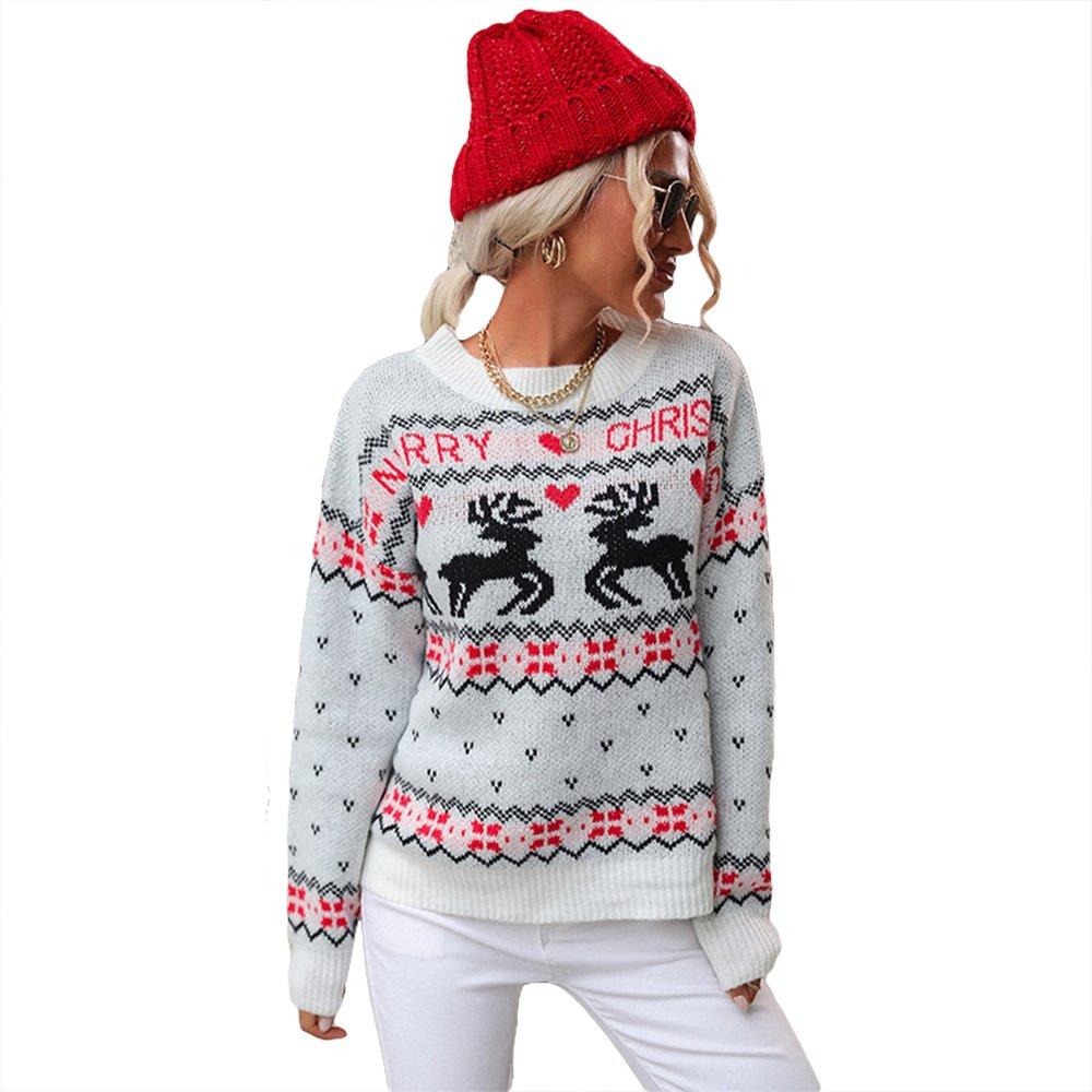 Women Ugly Christmas Sweaters Fawn Knitted Turtleneck Christmas Top - Ciclove