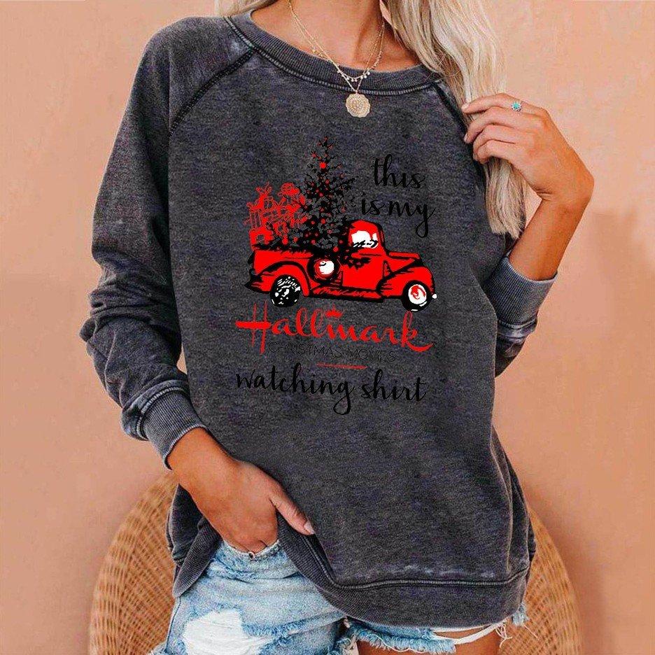 Christmas Round Neck Sweater Printing Truck Gift Women Christmas Sweatshirt - Ciclove
