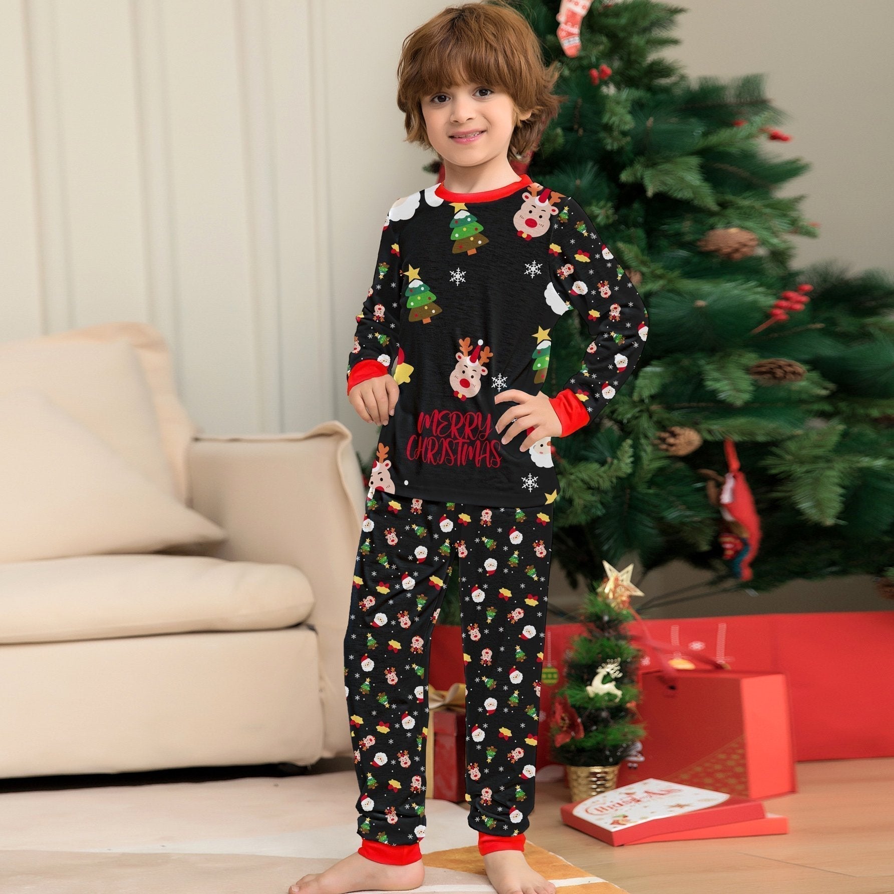 All-over Floral Print Long Sleeves Christmas Family Couples Matching Pajamas Party Sets - ciclove