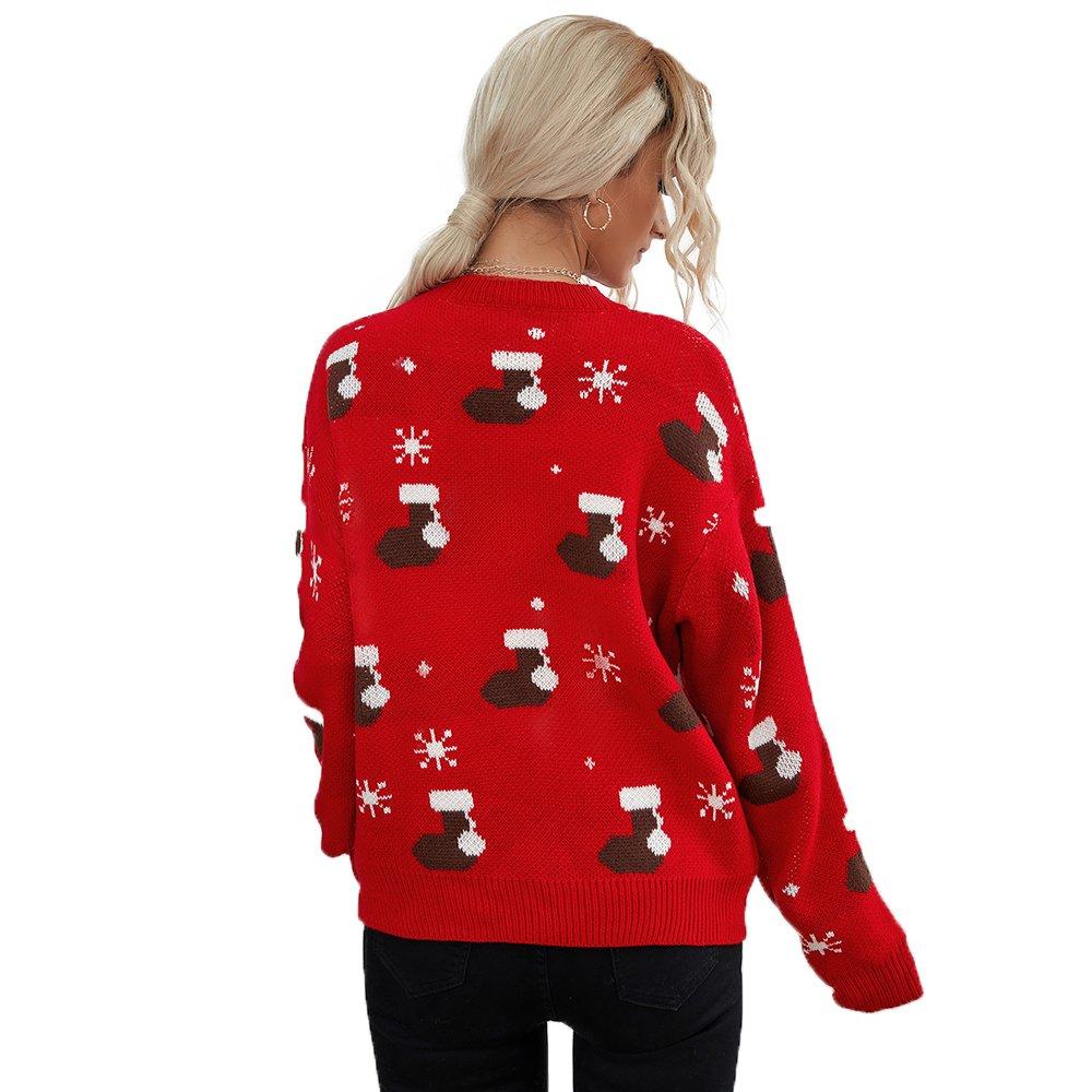 Christmas Women's Top Loose Knit Sweater for Outer Wear - Ciclove
