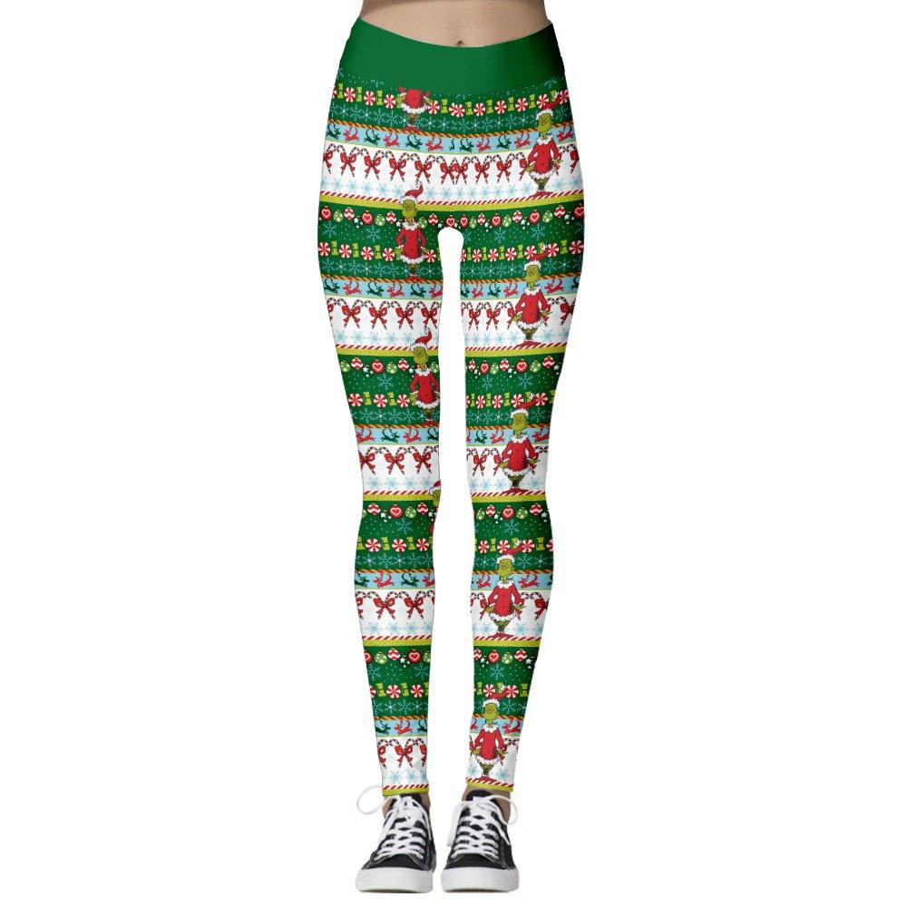 Christmas Pants leggings Grinch Grinch Digital Print Women - Ciclove