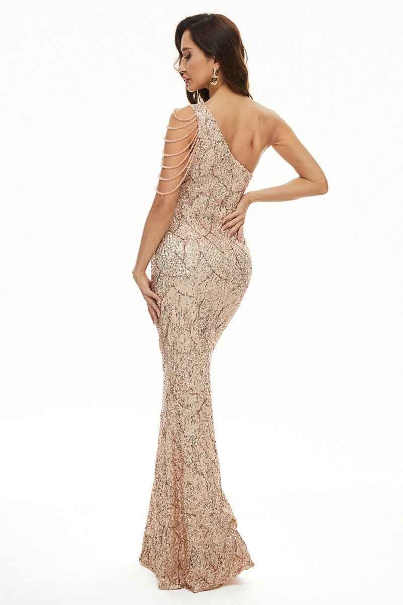 Artful Flair Elegant Asymmetric Sequin Night Dress 1920s Costume