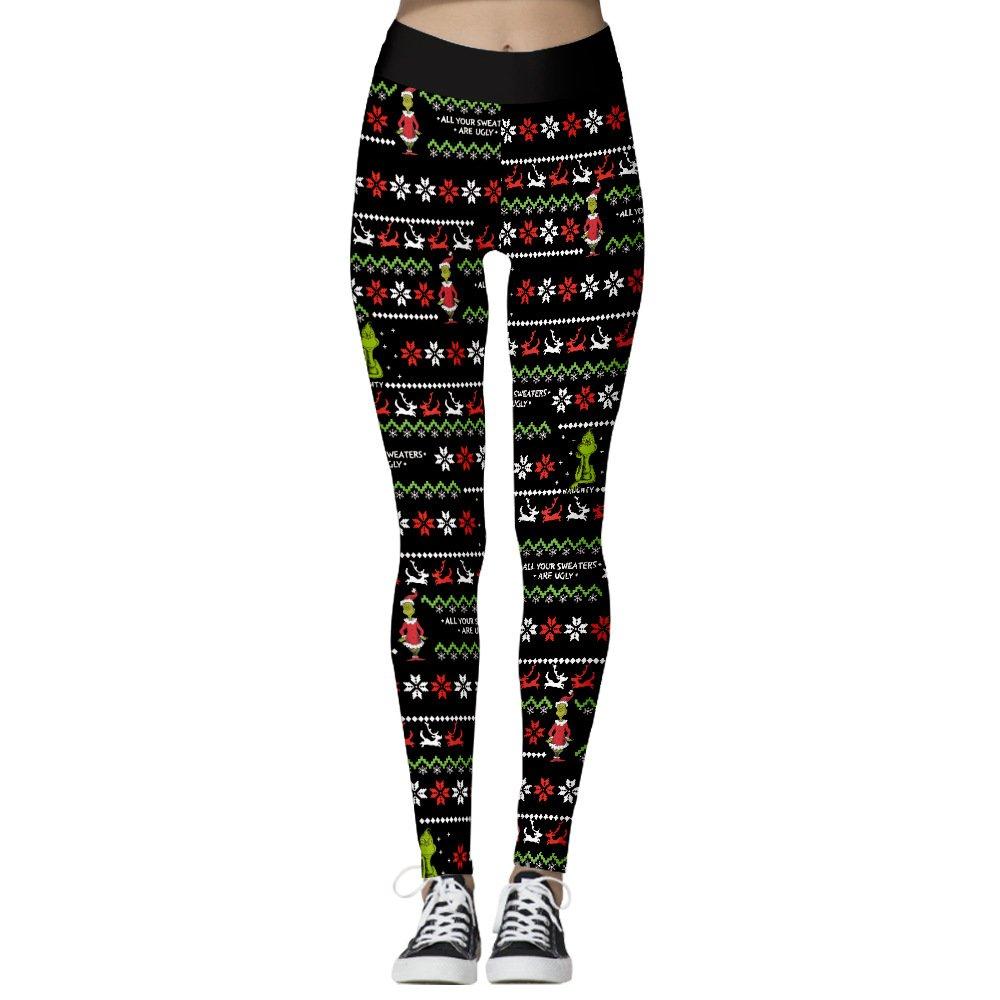 Christmas Pants leggings Grinch Grinch Digital Print Women - Ciclove