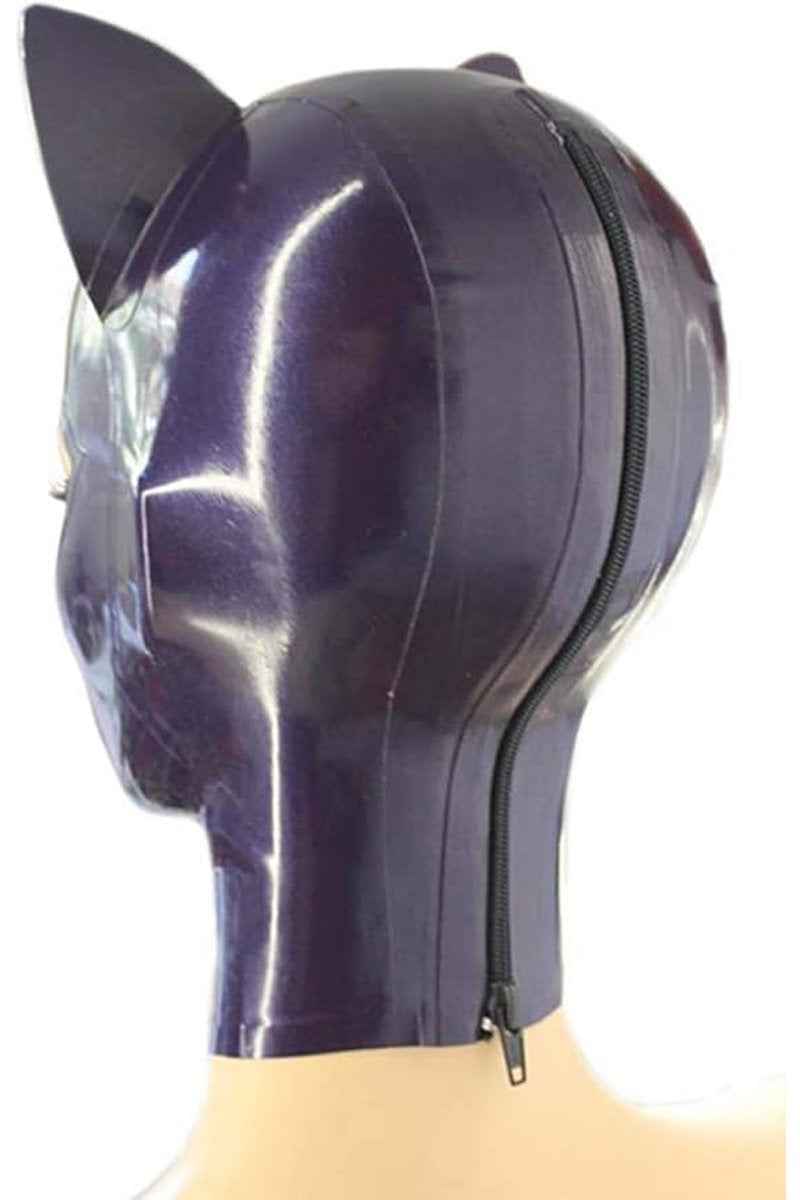 Latex Cat Hood Mask Purple