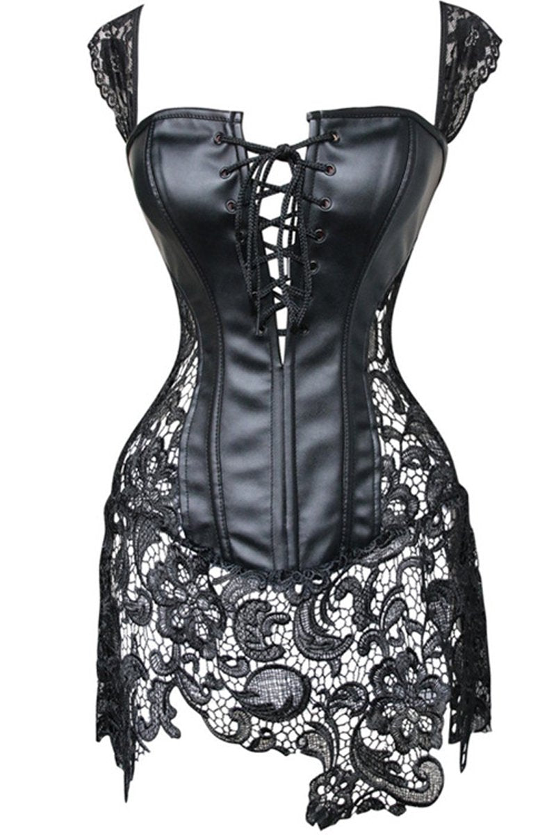 Leather Lace Up Corset Dress