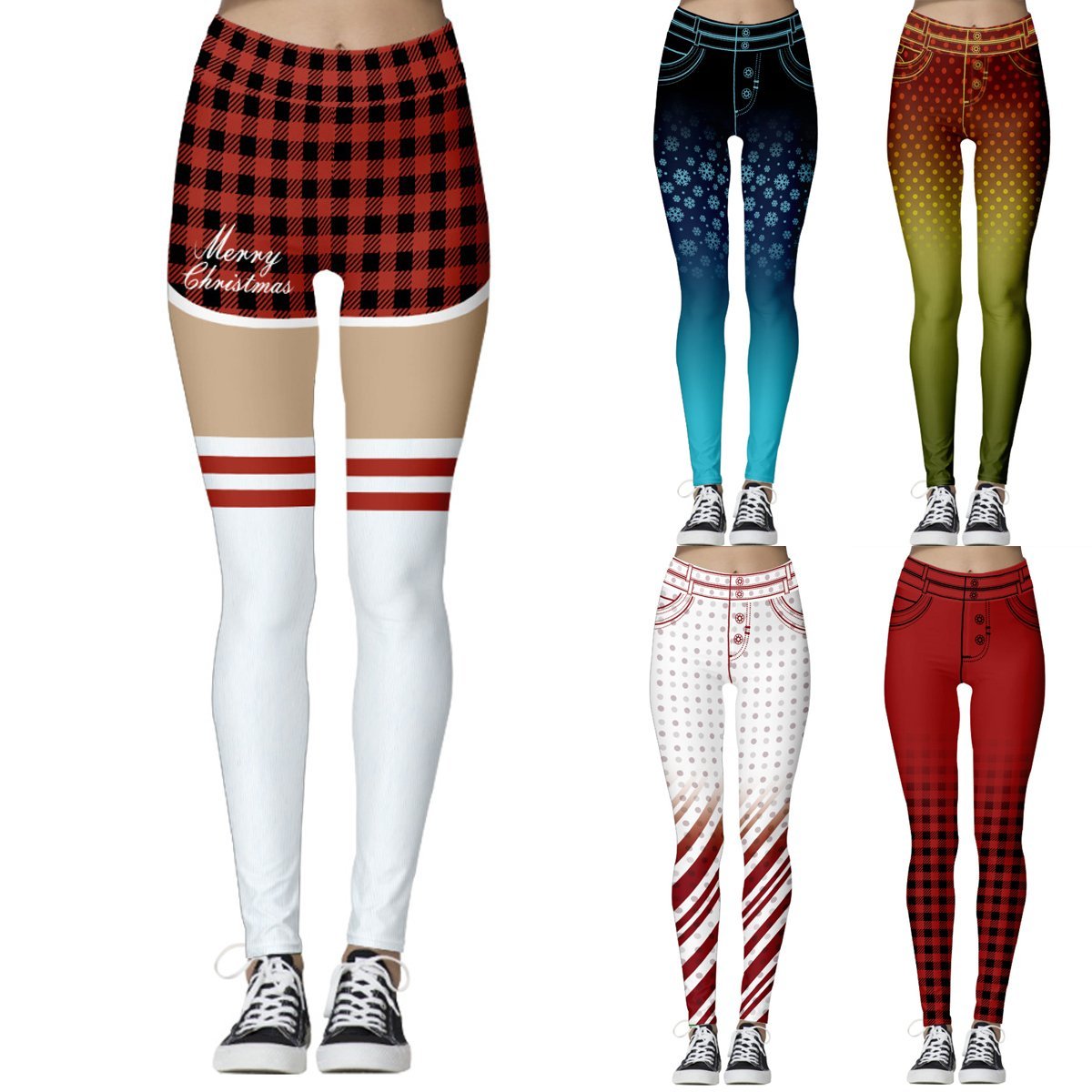 Christmas Pants Leggings Printed Cropped Pants Women - Ciclove