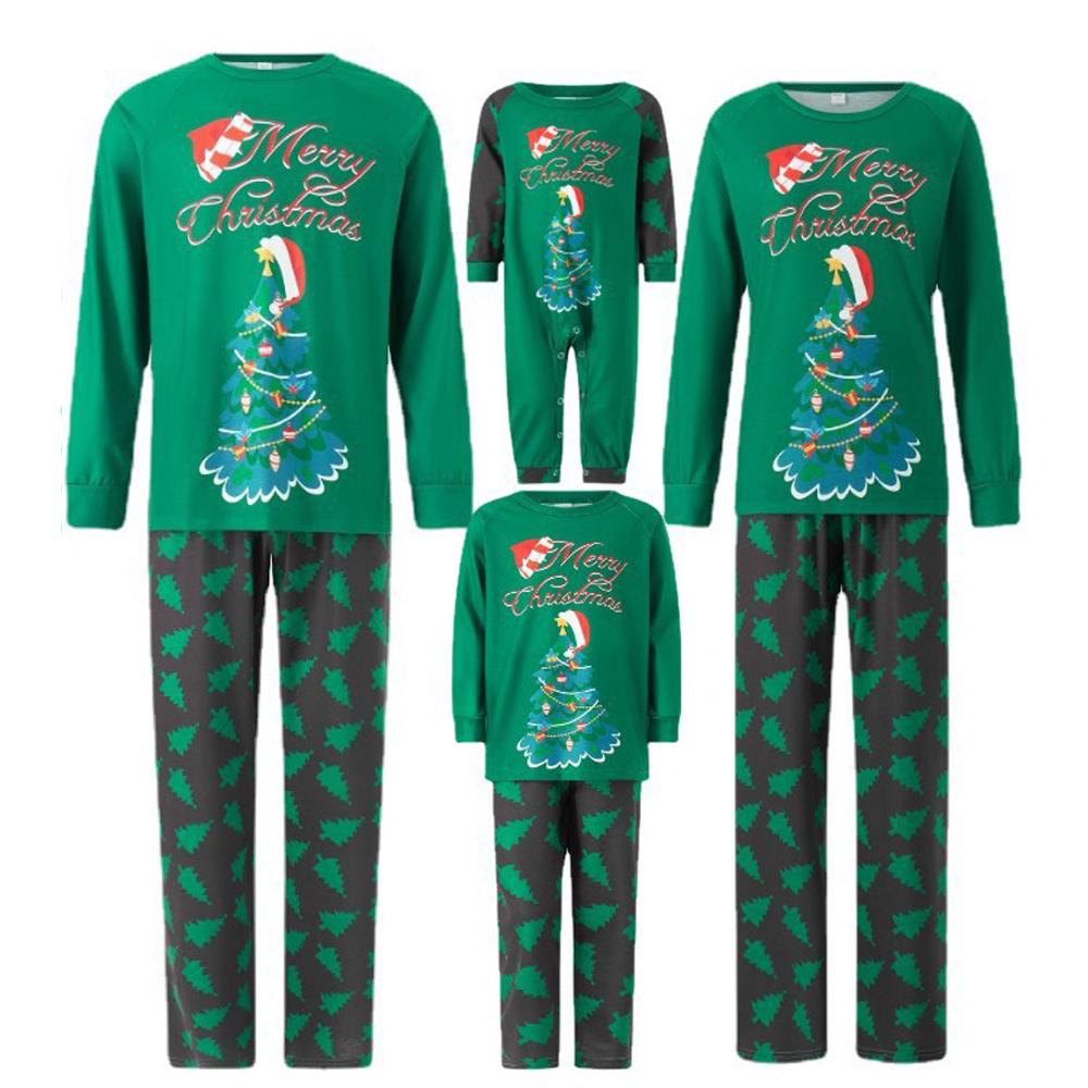 Lucky Elk Print Green Christmas Family Couples Matching Pajamas Party Sets - ciclove