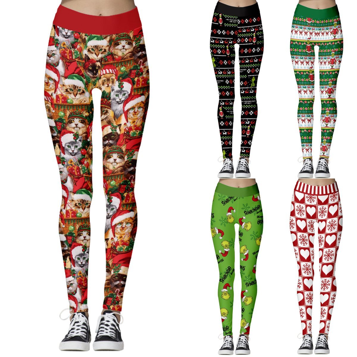 Christmas Pants leggings Grinch Grinch Digital Print Women - Ciclove