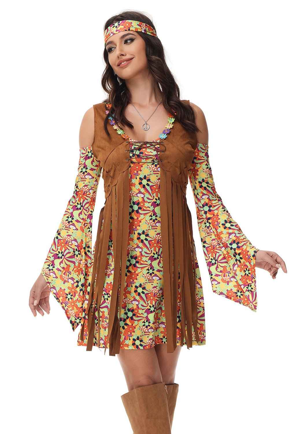 Pure Hippie Costume Classic Retro Style Dress for Women