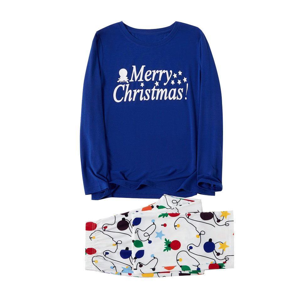 Family Matching Merry Christmas Colorful Lantern Pajamas Sets Xmas Ugly Pajamas Warm Sleepwear - Ciclove