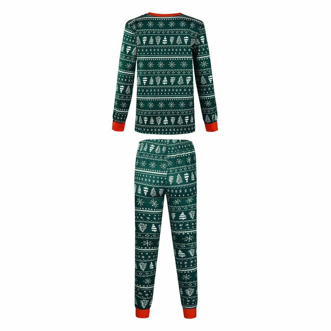 Christmas Family Matching Pajamas Green snowflake Christmas tree print Xmas Ugly Pajamas Warm Sleepwear - Ciclove