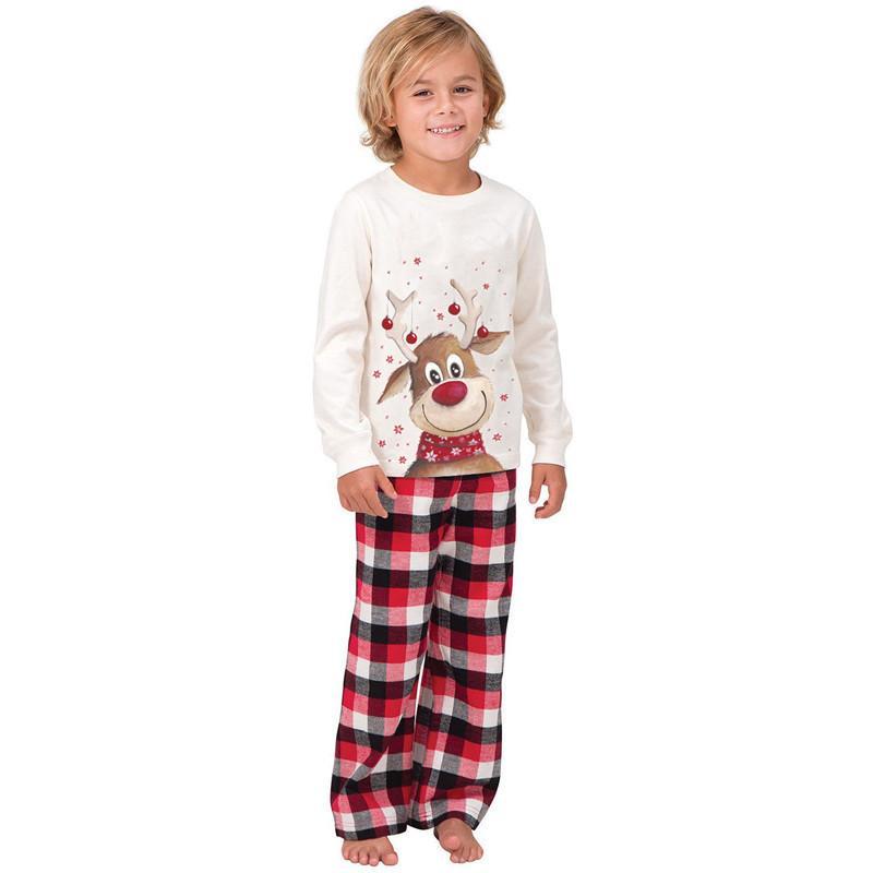Family Matching Senta Elk Printed Long Sleeve Christmas Pajamas Set 2022