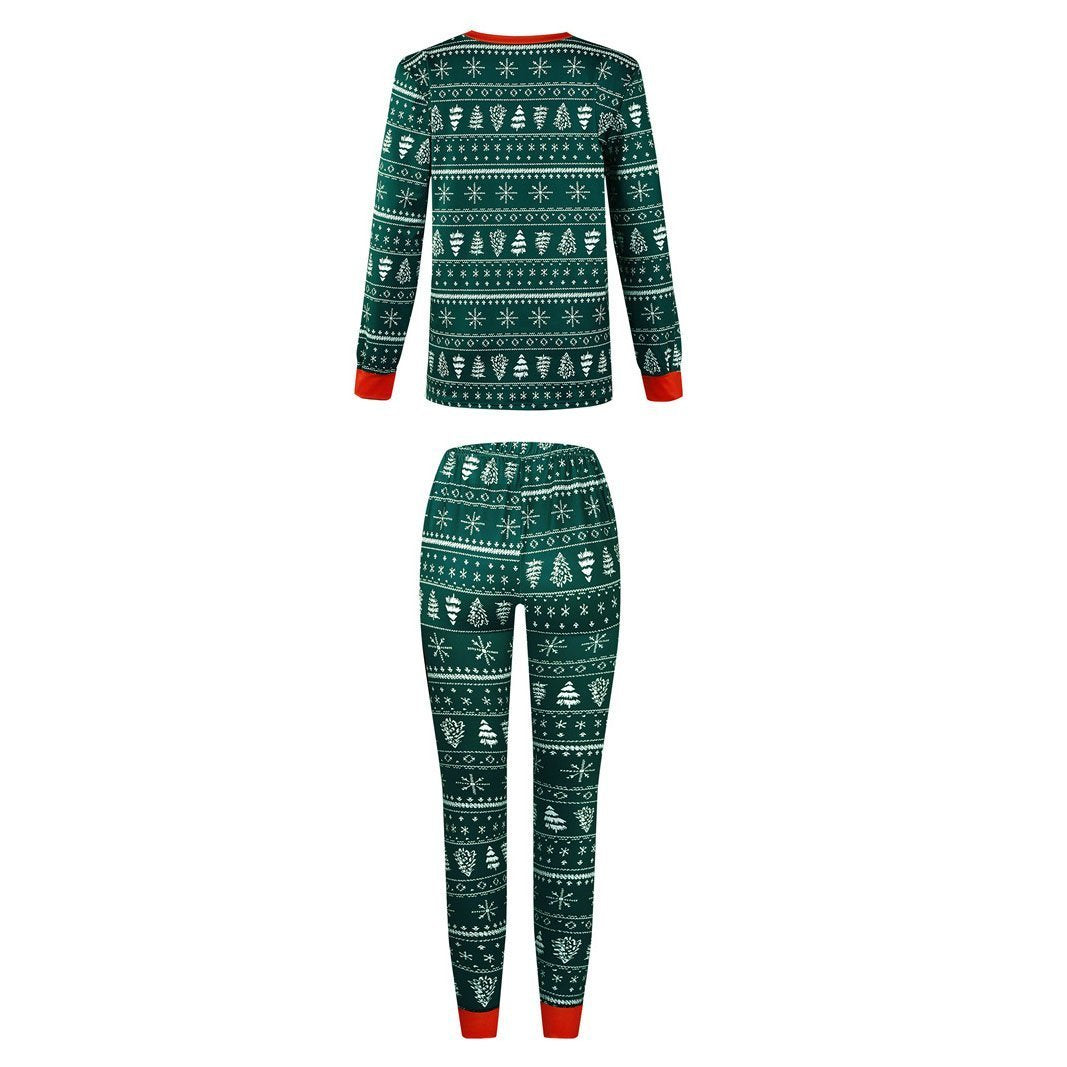 Christmas Family Matching Pajamas Green snowflake Christmas tree print Xmas Ugly Pajamas Warm Sleepwear - Ciclove