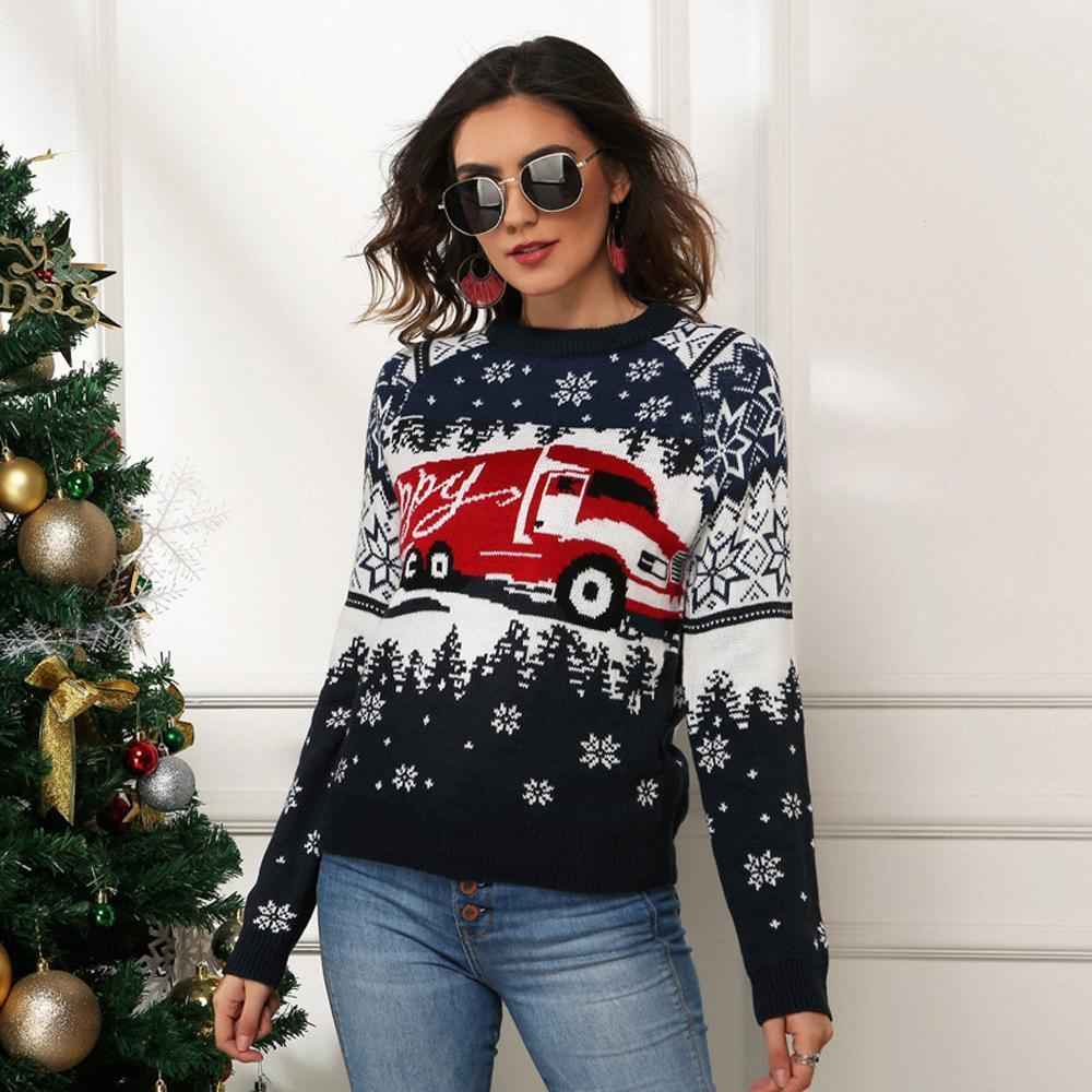 Christmas Snowflake Long Sleeve Jacquard Pullover Women Ugly Christmas Sweaters