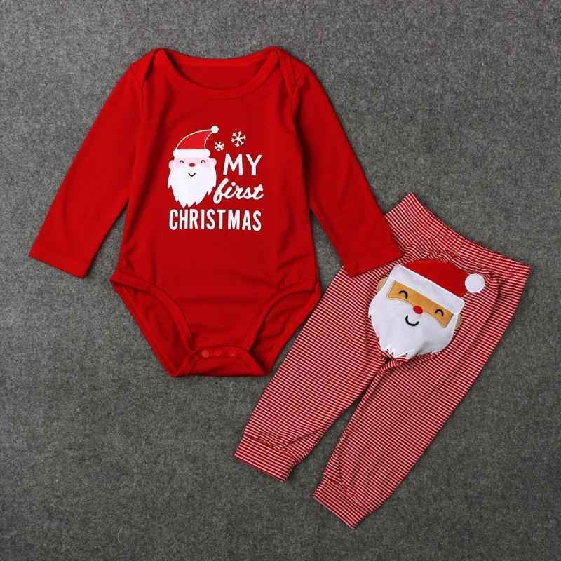 Baby My First Christmas 2 Piece Bodysuit Father Santa Print Pajamas