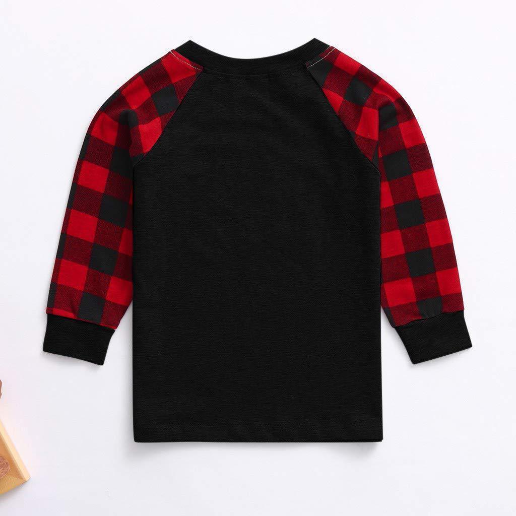 Christmas Family Matching Sleepwear Pajamas Sets Black Trees Top and Red Plaid Pants - ciclove